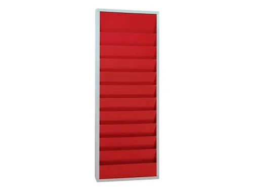 orderplanner,20vakken,HxBxD 1278x554x74mm,plank(en) plaatstaal,rood