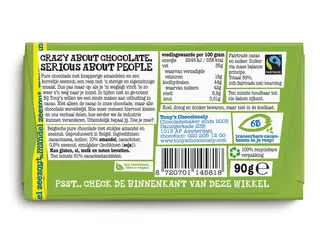 Chocolade Tony Chocolonely puur amandel zeezout reep 90 gram - 5