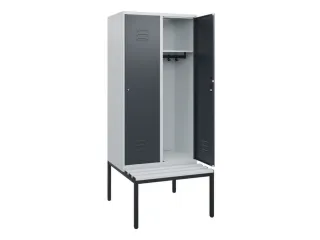 locker met bank,HxBxD 1950x800x815mm,2vak,vak B 400mm,cil.-slot - 2