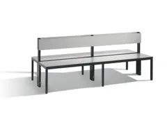 omkleedbank,HxLxD 796x2000x760mm,HPL zilvergrijs,frame staal RAL7021