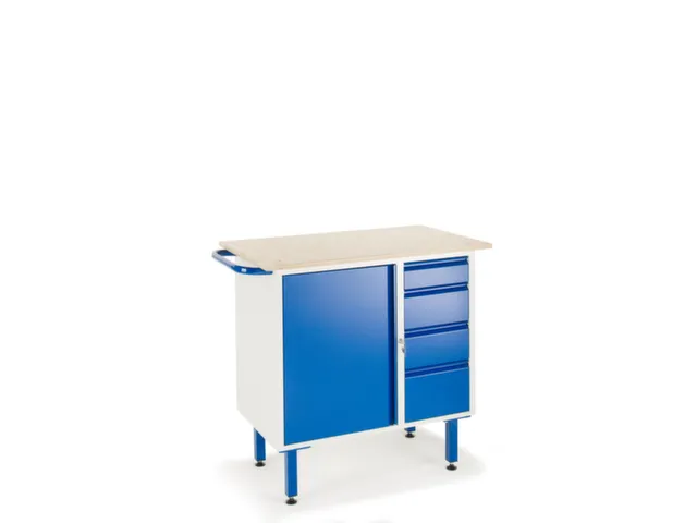 Werkbank,Multiplexblad,Draagverm. 400Kg,4Voeten,Uitrusting: 4Laden