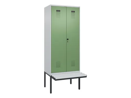 PBM-locker met bank,HxBxD 2120x800x815mm,2vak,vak B 400mm,draaigrendel