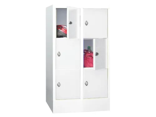 lockerkast,HxBxD 1187x600x500mm,2x3vakken,RAL7035,front RAL5010