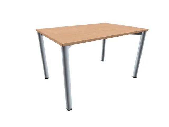 vergadertafel HxBxD 72x120x80cm rechthoekig Beuken 4voeten Alu