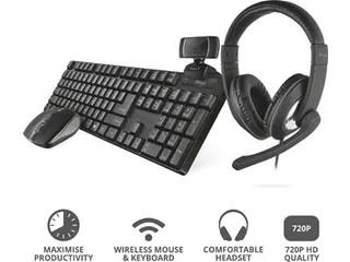 Qoby 4in1 Home Office set Azerty toetsenbord met muis en Webcam - 4