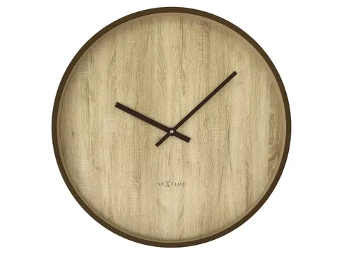 Horloge murale NeXtime Oslo large Ø50cm brun foncé aspect noyer
