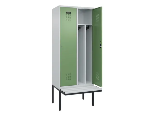 locker met bank,voor scheiding van kleding,HxBxD 2120x800x815mm,2vak