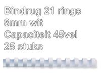 Bindrug Fellowes 8mm 21-rings A4 wit 25stuks