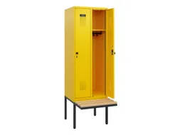 locker met bank,HxBxD 1950x600x815mm,2vak,vak B 300mm,draaigrendel