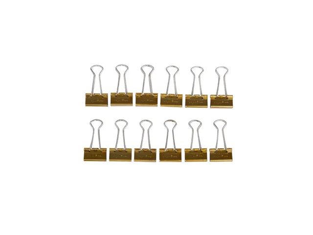 Papierklem Foldback mauly 214 Goud 19mm 12 Stuks