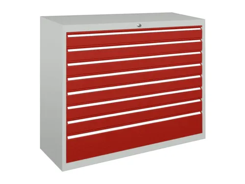 ladekast,HxBxD 1000x1023x600mm,8lade(n),cil.slot,RAL7035,front RAL3000