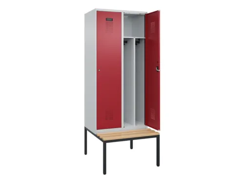 locker met bank,voor scheiding van kleding,HxBxD 2120x800x815mm,2vak