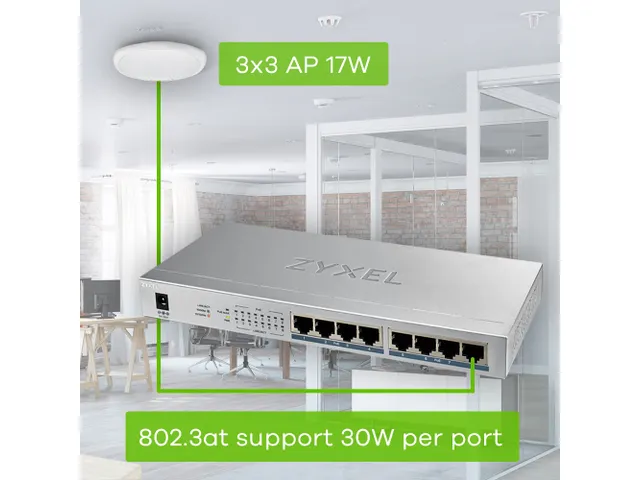 8 x RJ-45 10/100/1000, PoE, 240 x 105 x 26 mm, 610g
