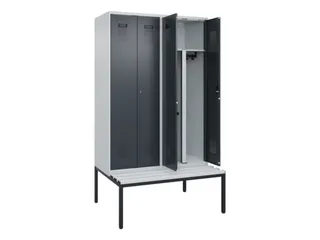 PBM-locker met bank,HxBxD 2120x1200x815mm,4vak,vak B 300mm - 1
