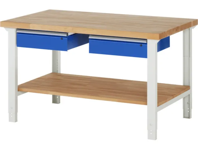 établi HxlxP 790-1140x1500x900mm plateau hêtre force 750kg 4 pieds