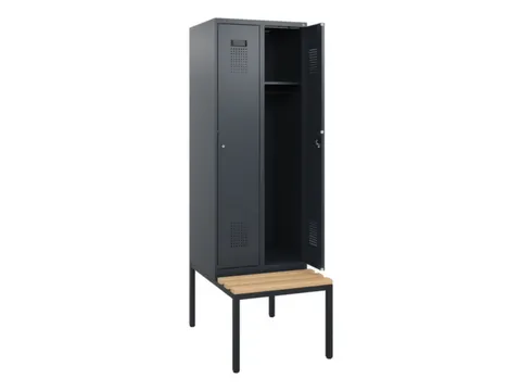 locker met bank,HxBxD 1950x600x815mm,2vak,vak B 300mm,cilinderslot