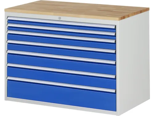 ladekast 825x1145x650mm 7laden cilinderslot RAL7035 RAL5010 beuken