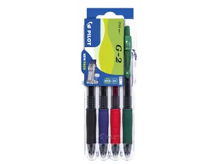 Gelschrijver Pilot G-2 Clicker 0.7mm Set2Go 4 stuks Basis Kleuren - 1