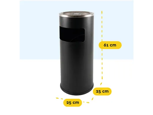 Afvalbak met asbak BRASQ 11 liter AT500 zwart