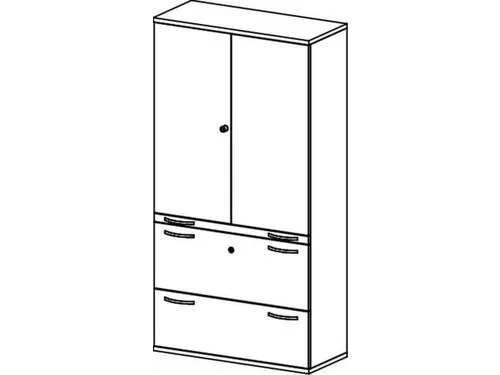 kantoorkast HxBxD 1920x1000x430mm romp wit decor front onyxgrijs