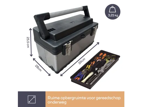 Gereedschapskoffer Roestvrij Staal 590x280x255mm 42 Liter