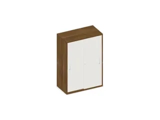 schuifdeurkast,HxBxD 1150x800x430mm,decor romp noten,decor front wit - 1