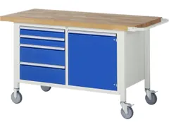 Werkbank Hxbxd 880x1500x700mm Beukenhouten Werkblad 4laden Kast