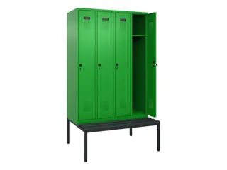 locker met bank,HxBxD 2120x1200x815mm,4vak,vak B 300mm,draaigrendel - 1
