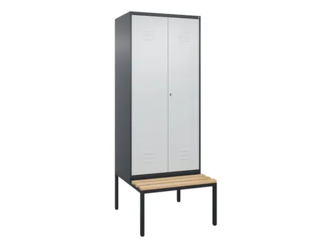 PBM-locker met bank,HxBxD 2120x800x815mm,2vak,vak B 400mm,cil.-slot