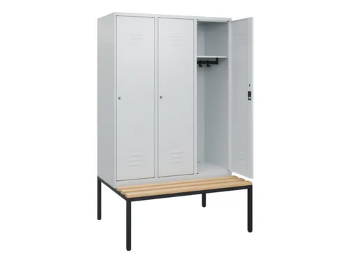 locker met bank,HxBxD 1950x1200x815mm,3vak,vak B 400mm,cil.-slot