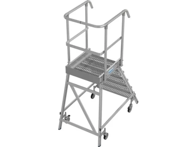 escalier mobile,roulant,estrade H 1,2m,5marches a. revêtement R13,alu