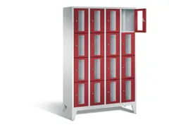 Lockerkast 1850x1190x500mm 4x4 vakken Cilinderslot Poten, RAL3003