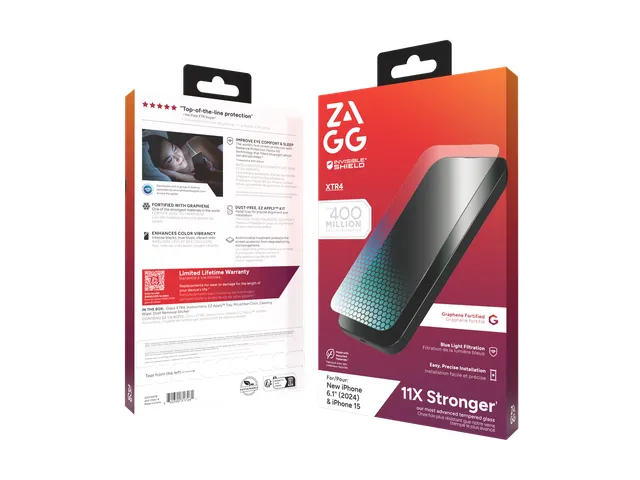 InvisibleShield Glass XTR4, Apple, iPhone 16/iPhone 15, Antibacterieel