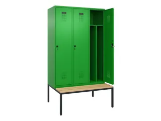 locker met bank,voor scheiding van kleding,HxBxD 2120x1200x815mm,3vak - 1