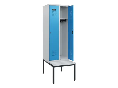 locker met bank,HxBxD 1950x600x815mm,2vak,vak B 300mm,cilinderslot