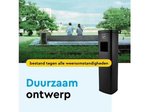 BRASQ Asbak Staand Met afvalbak AT400 Zwart 20 Liter