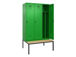 locker met bank,voor scheiding van kleding,HxBxD 2120x1200x815mm,3vak