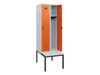locker met bank,HxBxD 1950x600x815mm,2vak,vak B 300mm,draaigrendel - 1
