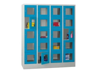 lockerkast,HxBxD 1850x1600x500mm,4x5vakken,RAL7035,front RAL5012 - 2