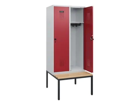 locker met bank,HxBxD 1950x800x815mm,2vak,vak B 400mm,draaigrendel
