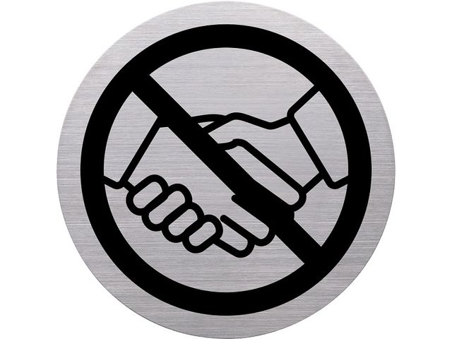 RVS pictogram 'geen handen schudden' | AanAfwezigheidsbord.nl