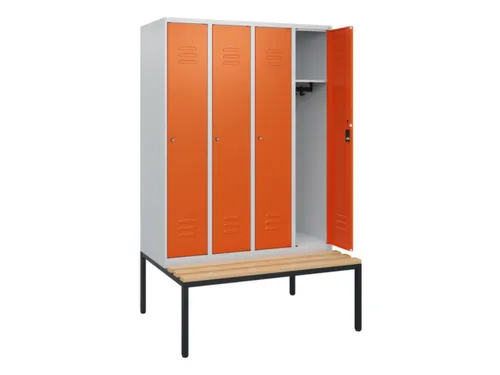locker met bank,HxBxD 1950x1200x815mm,4vak,vak B 300mm,cil.-slot