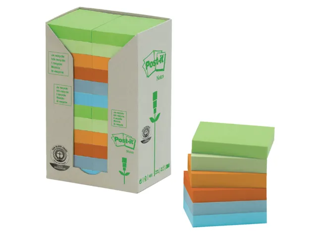 Memoblok 3m Post-it 653 38x51mm 24 Stuks Recycled Assorti