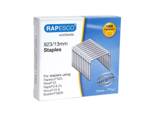 Nieten Rapesco Heavy Duty 923 13mm 1000 stuks zilver