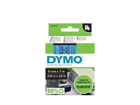 Labeltape Dymo 40916 D1 S720710 9mmx7m zwart op blauw