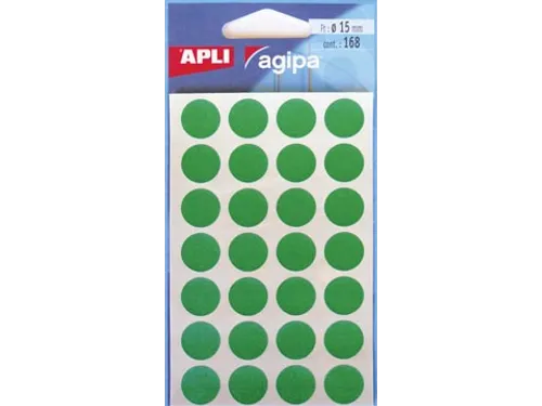 Ronde Etiketten in Etui Diameter Ø15mm, Groen, 168 Stuks, 28 per Blad