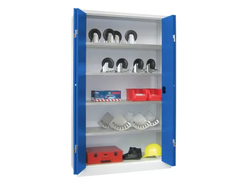 Vouwdeurkast 1950x1200x500mm 4legborden Verzinkt Ral7035 Front Ral5010