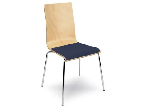 Houten Kuipstoel Zitschaal Beuken Stofbekleding Donkerblauw 4 Stuks