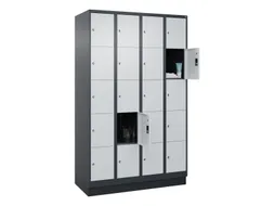 lockerkast,HxBxD 1950x1200x500mm,4x5vakken,vak B 300mm,cil.-slot
