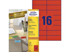 Gekleurde Etiketten Avery Zweckform 105x37mm Rood 1600 stuks